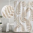 thumbnail image 5 of 66x72 Inch Shower Curtains for Bathroom, Brown Ferns Fabric Bath Curtain Decor, Spring Summer Botanical Leaves Waterproof Restroom Curtains Shower Set Accessories with 12 Hooks 66 Inch, 5 of 7