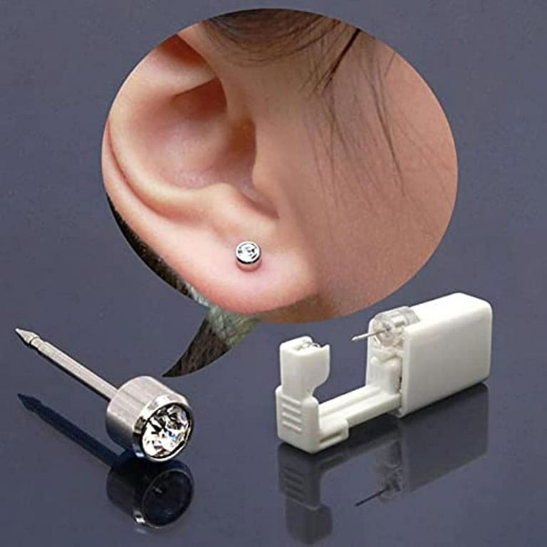 Longbeauty 6 Pack Ear Piercing Kit Self Ear Piercing Gun Disposable Ear  Piercings Kit with 4mm Silver Earring Studs Safety Ear Piercing Gun Kit Tool