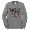 thumbnail image 2 of My Savior is Tougher than Nails Bible Verse | Male Inspirational/Christian Long Sleeve T-Shirt, Heather Grey, Small, 2 of 3