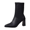thumbnail image 2 of Mgmyaa Women's Mid Calf Boots Fashionable Winter Pointy Toe Straight Shaft Low Block Heel Booties, 2 of 9