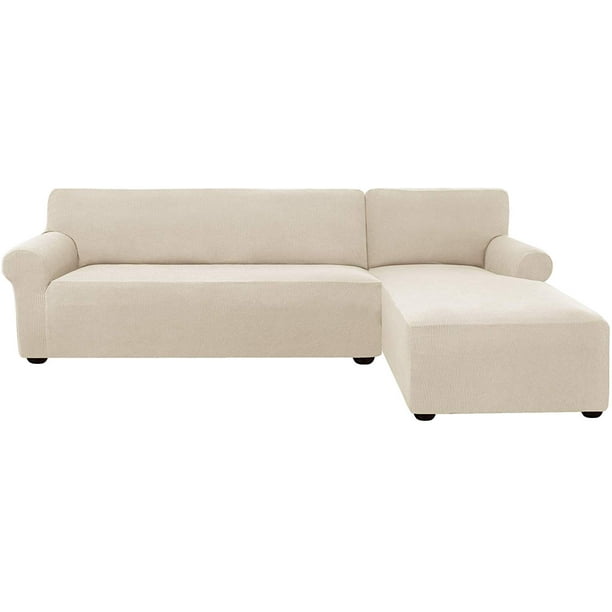 Subrtex Stretch 2Piece Textured Grid LShaped Sectional Sofa Slipcover (2Seater Right Chaise