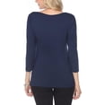 thumbnail image 4 of AULOA Women's 3/4 Long Sleeve V Neck Twisted Front Knot Casual Tunic T-shirt Blouse Top, Stylish and Fashion Forward (M, Navy), 4 of 5