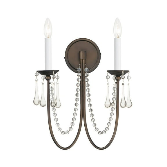 12161CHB/CRY Maxim Lighting Plumette - 2 Light Wall Sconce In Traditional Style-16 Inches Tall and 14 Inches Wide-Chestnut Bronze Finish