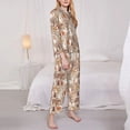 thumbnail image 3 of Sigee Woodland Animals in Neutral Tones for Women’s Pajama Sets Long-Sleeved Pjs Sets for Women 2 piece Sleepwear-Small, 3 of 7