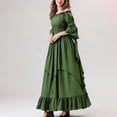 thumbnail image 4 of SWSMCLT Women's Acting Renaissance Dresses Bunched Chic Classic Ankle Elbow Sleeve Halloween Sundress Medieval Boho Dress Green Small-Medium, 4 of 5