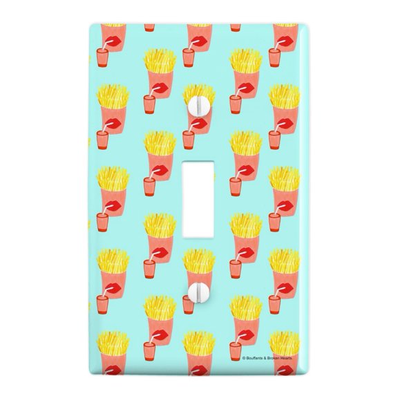 French Fries and Soda Pop Pattern Plastic Wall Decor Toggle Light Switch Plate Cover
