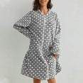 thumbnail image 4 of Arlun Full Zipper Polka Dot Print Robes for Women Fashion Long Sleeve Soft Comfy Flannel Loungewear Casual Loose Knee Length Fuzzy Winter Warm Sleepwear Bathrobe Grey S, 4 of 8