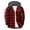 Red #003, variant on Mens Buffalo Plaid Hoodie Shirt Casual Button Down Plaid Jacket Shirts Fall Fashion Stylish Long Sleeve Shirts with Pocket Purple M