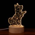 thumbnail image 3 of 1pc 3D LED Light Lamp Desk Lamp Bedside Lamp Solid Wood Base Cartoon Shape Design for Decor (Button Switch Akita Dog), 3 of 7