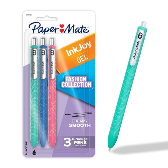 Paper Mate InkJoy Gel Pens, Fashion Barrels, Black, 3 Count