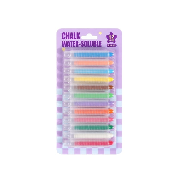 lhwanj Dustless Water Soluble Chalk Set with Plastic Holders for Clean Writing on Boards and Glass - 12 PC