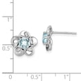 thumbnail image 3 of Auriga Fine Jewelry 925 Sterling Silver Rhodium-plated Floral Aquamarine Post Stud Earrings for Women, 3 of 6