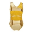 thumbnail image 2 of Fldy Big Girls Sleeveless Open Back with Straps Glittery Ballet Dance Gymnastics Leotard Jumpsuit Gold XXL, 2 of 7