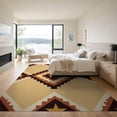 thumbnail image 3 of ODIKA 9'x12' Washable Area Rug Low Pile, Flatwoven, Farmhouse Interlocking Diamonds Southwestern Stepped Border Arae for Great Room, Indoor Concept, Large Living, 3 of 7