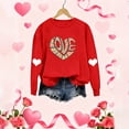 thumbnail image 5 of Women's Long Sleeve Tops Valentines Day Holiday Outfits Crewneck Sweatshirts Love Hearts Print Pullover Loose Fit (L, Red 03), 5 of 5