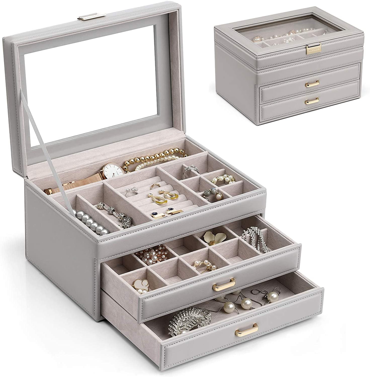 Jewellery locker jewellery box for chains/bracelet with glass lid 
