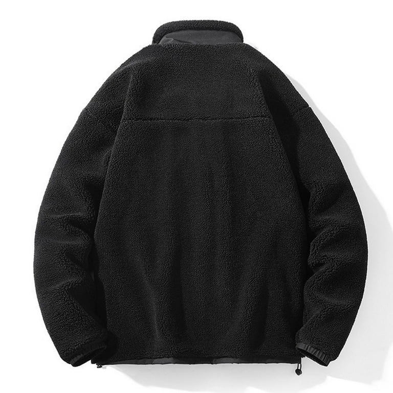 Male Patchwork Jacket Outerwear Teddy Mens Fleece Zip up Jacket Fleece With Stand Up Collar Fleece Coats for Men Winter Jacket Sweat Jacket With 4 X Jacket Zip Coats Men 4xl Mens