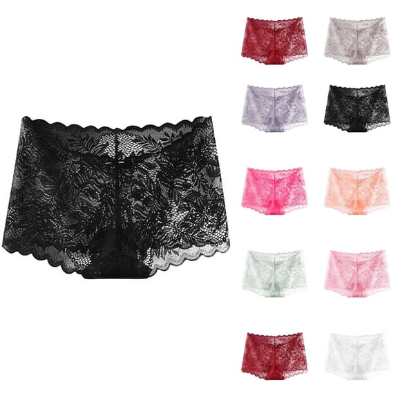Naittoop High Waisted Lace Underwear for Women Sexy Bikini Panties Soft Full Coverage Solid Color Sexy Womens Briefs