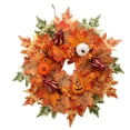 thumbnail image 1 of Corona de Otoño de 16 Pulgadas Colgante con Calabazas Corona de Hojas de Arce Corona de Otoño para, 1 of 9
