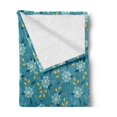 thumbnail image 2 of Spring Soft Flannel Fleece Throw Blanket, Flourishing Blooms Summertime Petals Shabby Leaves Retro Gardening Art, Cozy Plush for Indoor and Outdoor Use, 70" x 90", Teal Earth Yellow, by Ambesonne, 2 of 5