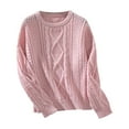 thumbnail image 5 of Fartey Women's Oversized Cable Knit Crewneck Sweaters Fall Winter Chunky Pullover Tops Loose Casual Solid Color Long Sleeve Sweater Pink XL, 5 of 9