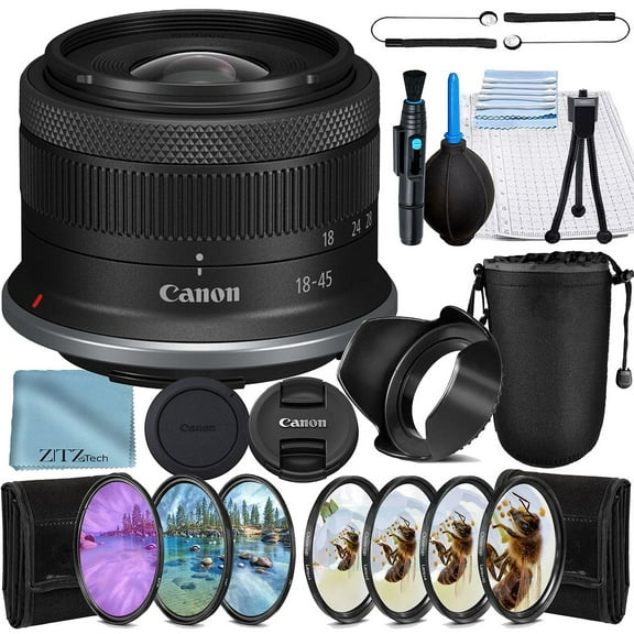 Canon RF-S 18–45mm f/4.5–6.3 IS STM Lens – APS-C RF Mount Zoom for EOS R50, R10, R100 with Image Stabilization   Filter Kit   ZeeTech Accessory Bundle