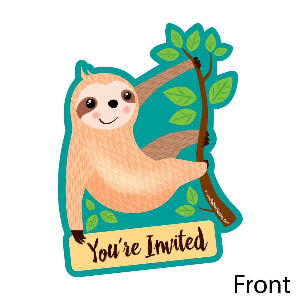 Let S Hang Sloth Shaped Fill In Invitations Baby Shower Or Birthday Party Invitation Cards W Envelopes Set Of 12 Walmart Com