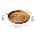 thumbnail image 3 of kjfeif Rattan Round Serving Tray Hand Woven Rattan Tray Serving Tray with Handles Wicker Tray Basket Tray , Home Decor Organizer Tray for Bread Fruit Food Coffee Breakfast Display, 3 of 7