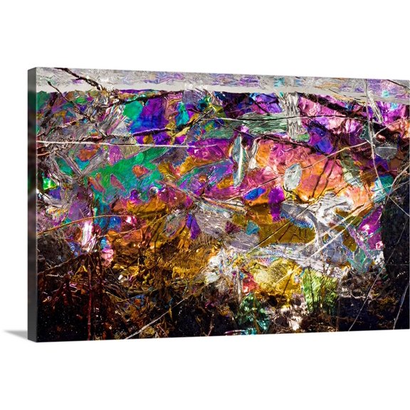 Great BIG Canvas | "Detail Of Ice Patterns In A Frozen Meltwater Pond, Denali Highway, Southcentral Alaska" Canvas Wall Art - 30x20