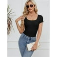 thumbnail image 4 of Women Short Sleeve Scoop Neck Tops Shirts Fitted Summer Tshirt Tee, 4 of 7