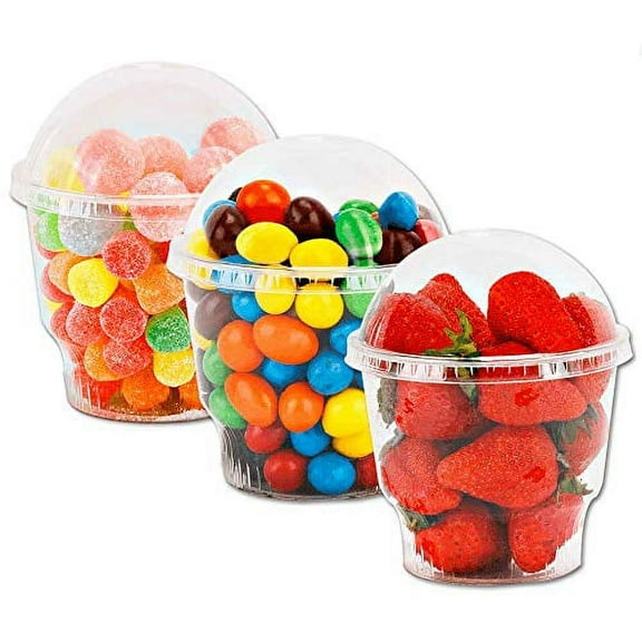 12 oz Clear Plastic Dessert Cups with Dome Lids NO HOLE - 20 Sets Disposable Snack Bowls for Ice Cream, Parfait, Banana Pudding, Jello and Individual Desserts at Party, Fruit Cup with No Leaks