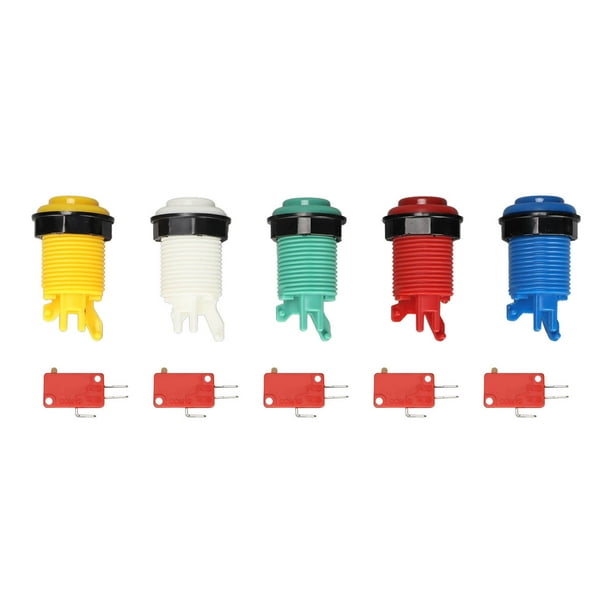 Botón pulsador de juego Arcade de 28mm, 5 colores, piezas de bricolaje, interruptor de botones iluminados LED para controladores