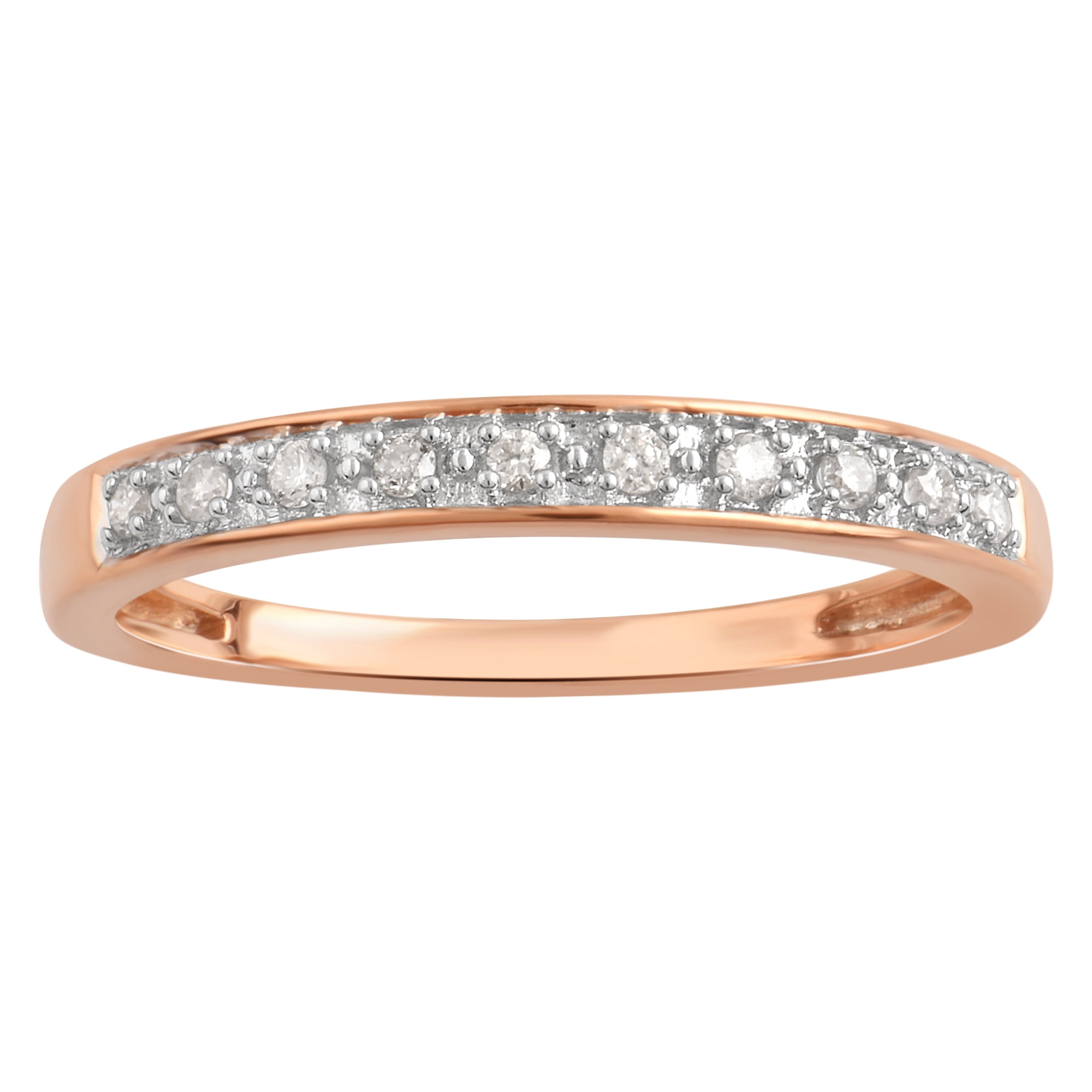 1/10 Carat T.W Diamond Rose Tone Sterling Silver Wedding Band.