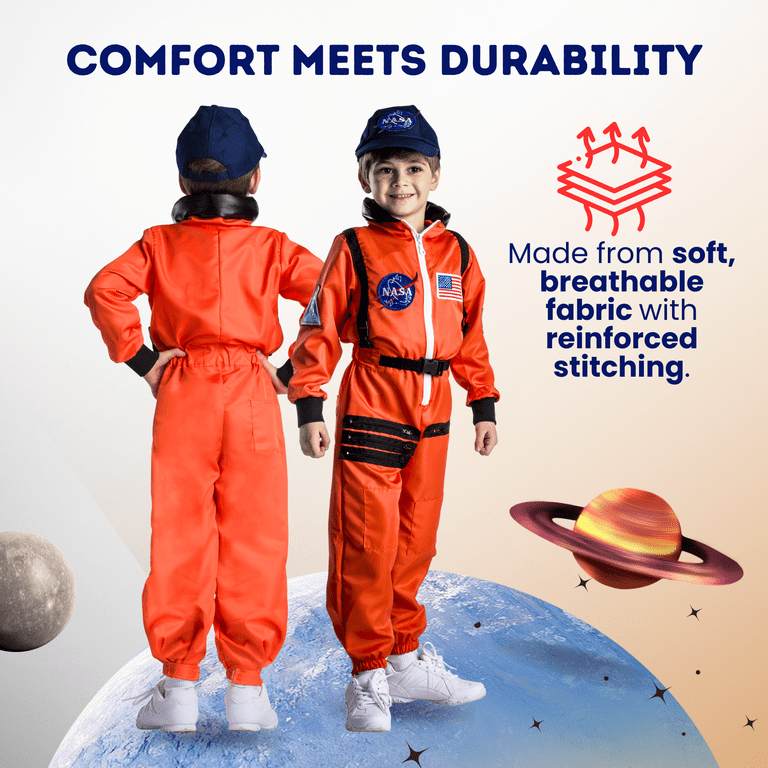 Dress Up America Astronaut Costume for Kids NASA White Spacesuit for Boys & Girl Large