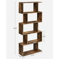 thumbnail image 2 of IULULU 62" Geometric Bookcase, 5-Tier S-Shaped Modern Bookshelf, Tall Room Divider Shelf for Living Room, Bedroom, Home Office, Hallway, Rust Brown, 2 of 6