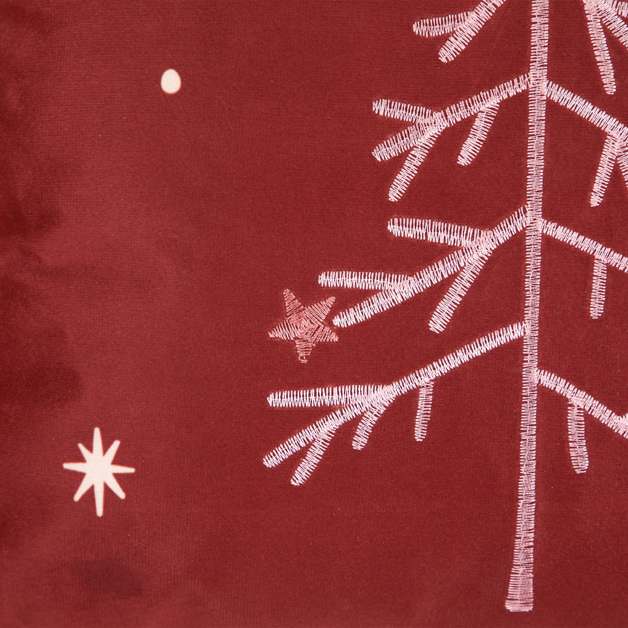 Trees and Stars Christmas Throw Pillow - 22" x 13" - Burnt Sienna Red and Beige