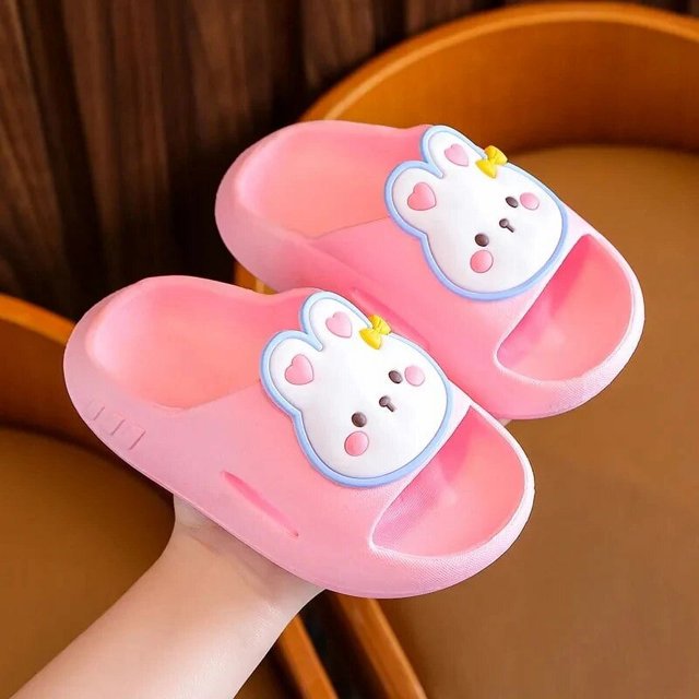 New PVC Platform Purple Slippers Child Girl Thick Sole Cloud Shoes Lovely Rabbit Summer Clapper Children's Outdoor Beach Slides