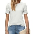 thumbnail image 5 of yievot Womens Summer Tops Cuffs Ruffle Short Sleeve T-Shirts Crewneck Casual Dressy Blouses, 5 of 5