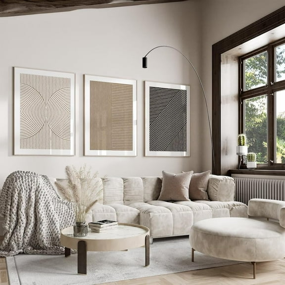 Boho Modern Wall Art Canvas Set of 3, 24x36 Inch Unframed Abstract Minimalist Decor for Living Room Bedroom