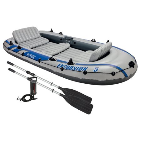 Intex Excursion 5, 5-Person Inflatable Boat Set with Aluminum Oars and High