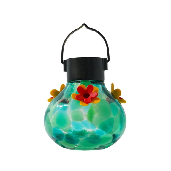 Solar-Powered Hummingbird Feeder with LED Lighting, Beautiful Bird Nest Design for Garden and Patio Decoration, Easy to Hang, Attracts Birds, Perfect for Outdoor Spaces