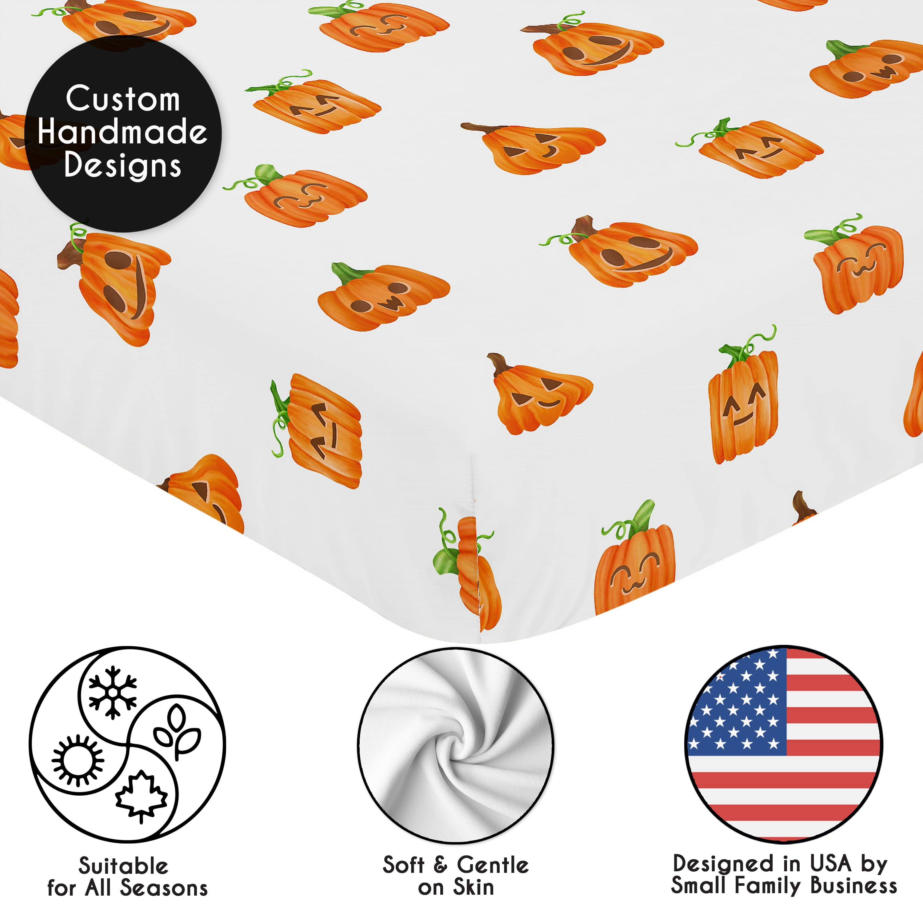 Sweet Jojo Designs Seasonal Halloween Pumpkins Boy, Girl, Unisex/Gender Neutral Fitted Crib Sheet