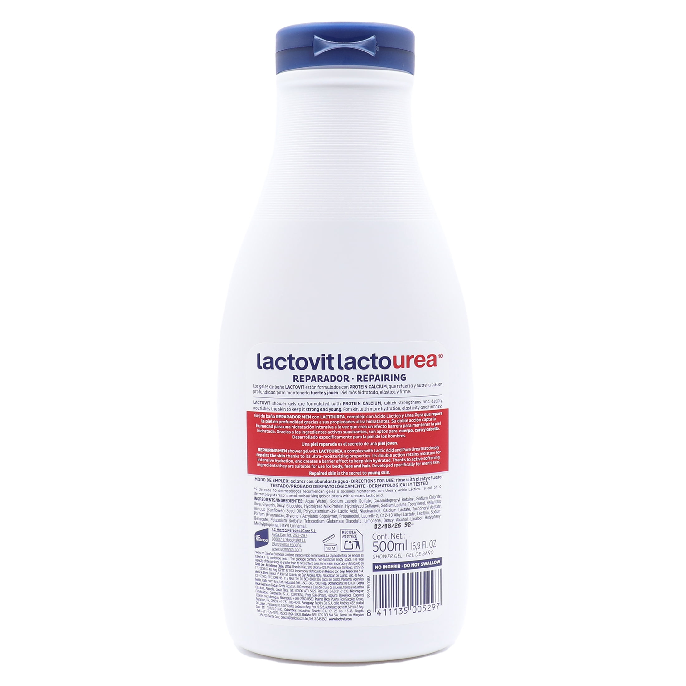 Lactovit Men Lactourea Repairing Shower Gel, 3-In-1 Formula, Extra Dry Skin, 500ml