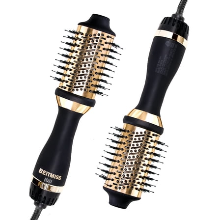 Hair Dryer and Blow Dryer Brush in One, 4 in 1 Hair Dryer and Styler Volumizer with Negative Ion Anti-frizz Ceramic Titanium Barrel Hot Air Straightener Brush 75MM Oval Shape