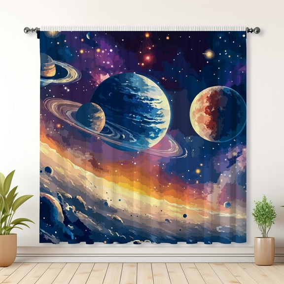 Modern Simple Curtains, Starry Sky Theme Blackout Curtains, Suitable For Room Bedroom Decoration(Rod pocket)