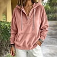 thumbnail image 6 of TFEOQRY Womens Velour Hoodie Sweatshirt with Kangaroo Pocket Button Henley Long Sleeve Loose Casual Fall Winter Top, 6 of 6
