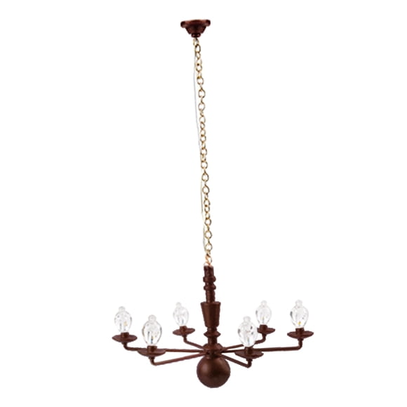 Lámpara de techo colgante de cristal de metal a escala HO 1:87 Lámparas de techo Luces blancas para Bronce 7.8cm
