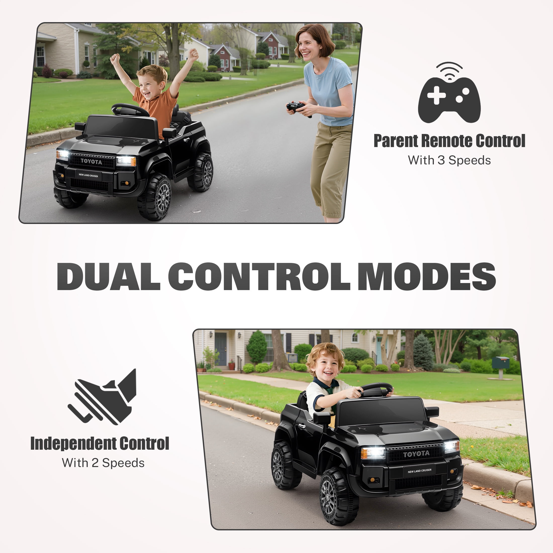 12V Ride on Cars with Remote Control, Licensed Toyota LC250 2024 Ride on Toys Vehicle with Bluetooth, Music, AUX/USB Port, Powered Kids Electric Car for Toddlers Boys Girls Ages 3-5 Gift, Black