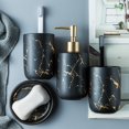 thumbnail image 3 of Juego de accesorios de baño CERÁMICA Dispensador de jabón líquido con aspecto de mármol Vaso, Negro 4Pcs, 3 of 8