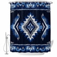 thumbnail image 2 of Boho Navy Blue Grey Waterproof Fabric Shower Curtain,Ethnic Geometric Southwestern Retro Waterproof Fabric Shower Curtain for Bathroom Curtains Bathtubs Shower Curtains with 12 Hooks Stall 54x78in, 2 of 8